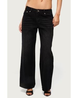 Edikted Raelynn Low Rise Wide Leg Jeans - Black