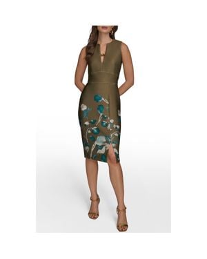 Donna Karan Floral Print Sleeveless Sheath Dress - Green
