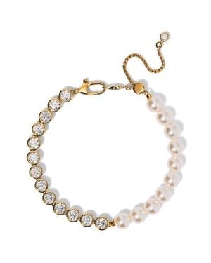 Nadri Imitation Pearl & Cubic Zirconia Adjustable Bracelet - Metallic