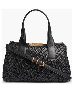 Donna Karan Amagansett Woven Leather Satchel - Black