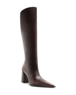 SCHUTZ SHOES Raffaela Up Block Pointed Toe Knee High Boot - Brown