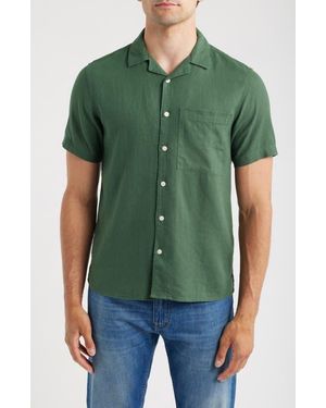 Solid Allan Solid Linen Blend Camp Shirt - Green