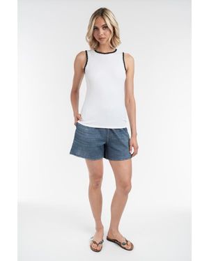 Elle Collection Embroidered Tank Top - Blue