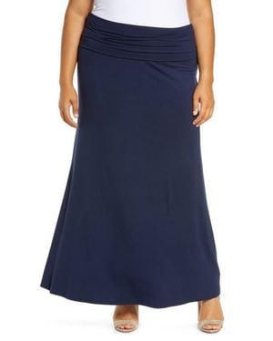Loveappella Fold Over Maxi Skirt - Blue