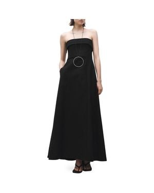 Mango Strapless Fit & Flare Maxi Cocktail Dress - Black