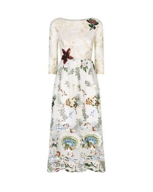 Skylence Qiaochu Embroidered Peacock Dress - White