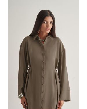 Mizalle Side-Tie Tunic - Brown