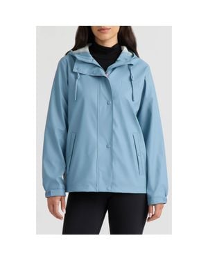 HUNTER Dina Cropped Rubberized Rain Jacket - Blue