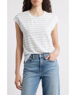 Wit & Wisdom Stripe Linen Blend T-Shirt - Blue