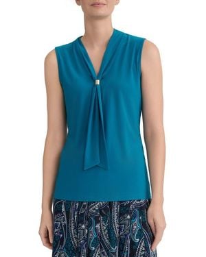 Kasper Tie Neck Sleeveless Top - Blue