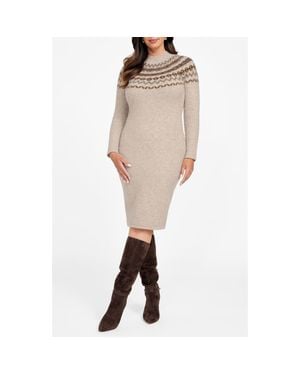 Marciano Akila Jacquard Detail Long Sleeve Sweater Dress - Natural