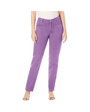 Jessica London Classic Cotton Denim Straight-Leg Jean - Purple
