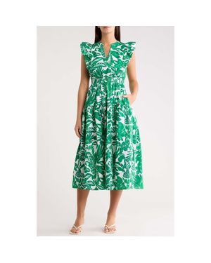 Sugarlips Masey Tropical Virna Ruffle Midi Sundress - Metallic