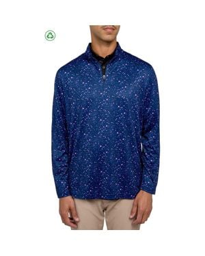Con.struct Regular Fit Paint Splatter Print Recycled Performance Quarter Zip - Blue