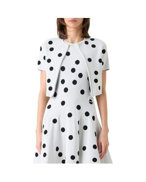 Akris Punto Polka Dot Jacquard Fitted Crop Jacket - Gray
