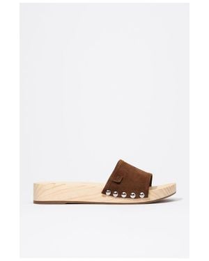 Bimba Y Lola Suede Wooden Platform Sandal - White