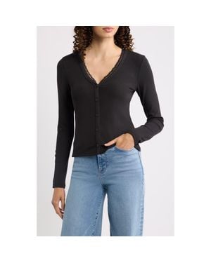 FRAME Rib Trim Cardigan - Black