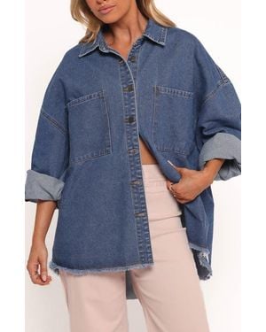 Petal & Pup Twiggy Oversize Frayed Edge Shacket - Blue