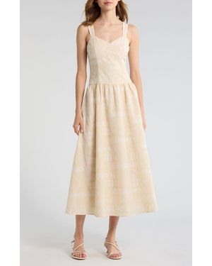 Moon River Eyelet Lace Patchwork Sundress - Natural
