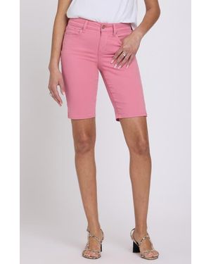NYDJ Briella Stripe Denim Bermuda Shorts - Pink