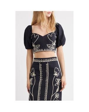 Cleobella Anca Embroidered Crop Top - Black
