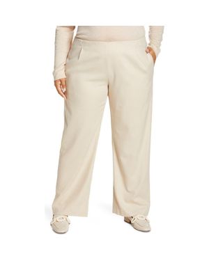 Vince Flannel Pull-On Wide Leg Pants - Natural