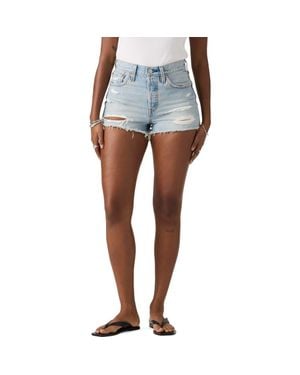 Levi's 501 Original High Waist Ripped Denim Cutoff Shorts - Blue