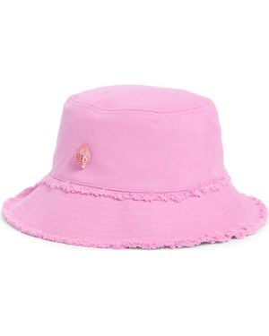 Kurt Geiger Frayed Edge Cotton Bucket Hat - Pink