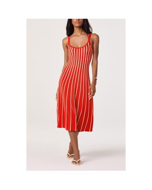 Astr Irecia Stripe Sleeveless Sweater Dress - Red