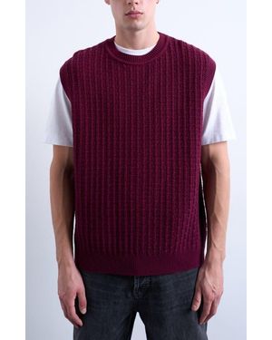 TOPMAN Cable Stitch Sweater Vest - Purple
