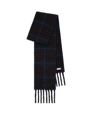 Burberry Narrow Check Alpaca Wool Blend Scarf - Black