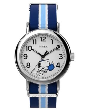 Timex Peanuts X Timex Weekender Pickleball 37Mm Fabric Strap Watch - Blue