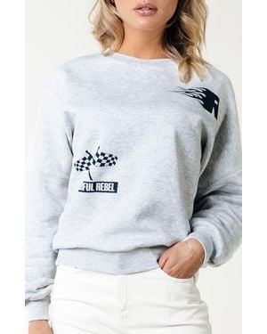 Colourful Rebel Racer Logo Dropped Shoulder Sweat - Gray