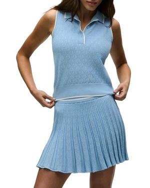 Greyson Sleeveless Pointelle Polo - Blue
