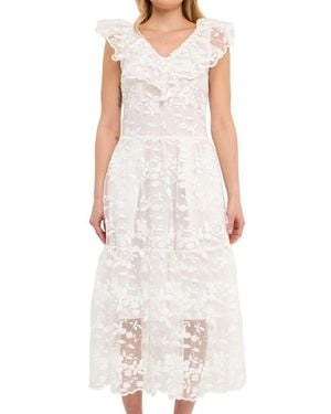 Endless Rose Floral Organza Midi Dress - White