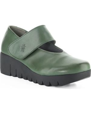 Fly London Vari Mary Jane Platform Wedge Pump - Green