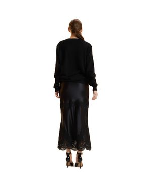 Cynthia Rowley Satin Lace Skirt - Black