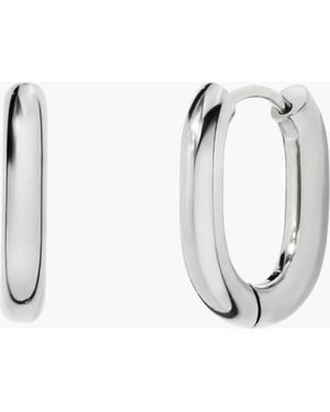 Little Sky Stone Halo Oval Hoop Earrings - White