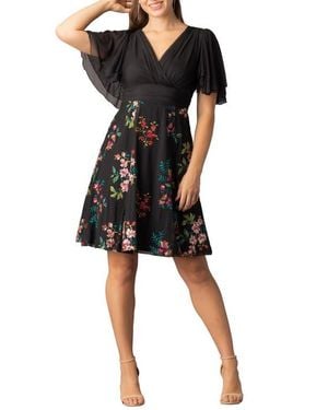 Kiyonna Lillian Embroidered Cocktail Dress - Black