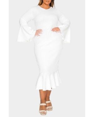 L I V D Sabrina Long Sleeve Mermaid Dress - White