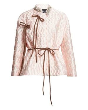 Simone Rocha Quilted Floral Offset Fragment Collar Jacket - Pink