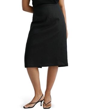Mango Linen Midi Skirt - Black