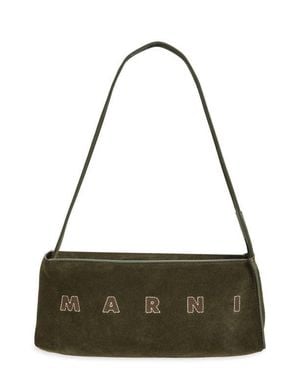 Marni Museo Pochette Suede Hobo Bag - Black