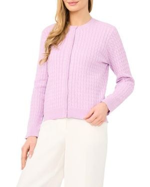 Halogen® Cable Stitch Cotton Cardigan - Pink