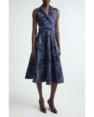 Etro Paisley Stretch Denim Midi Dress - Blue