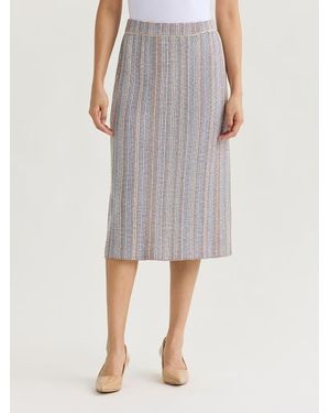 Misook Multi-Color Straight Knit Midi Skirt - Gray