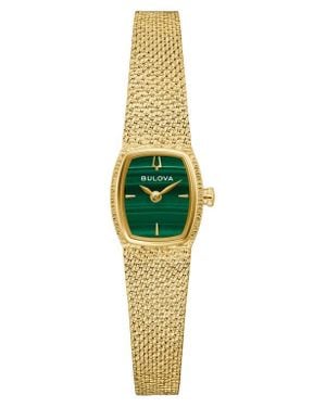 Bulova Goddess Of Time Malachite Mesh Strap Tonneau Watch, 17Mm - Green