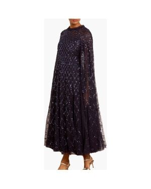 Needle & Thread Heart Lattice Cape Ankle Gown - Blue