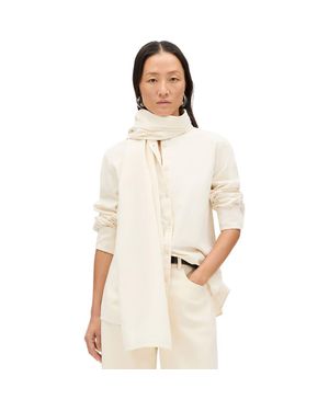 Another Tomorrow Chambray Bow Blouse - White