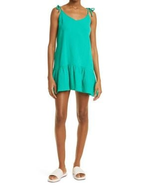Monrow Easy Organic Cotton Gauze Slipdress - Green